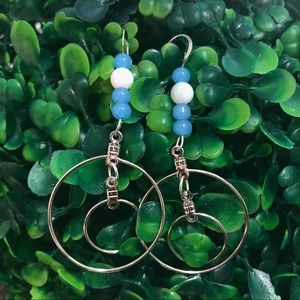 handmade artisan blue chalcedony dangle earrings